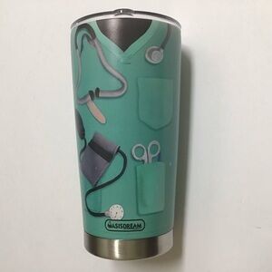 Nurse Travel Mug Tumbler Coffee Cup Lid Double Wall Vacuum 20 oz Aqua Stainless